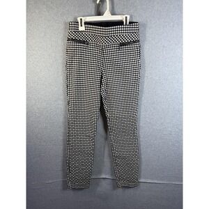 Candies Audrey Pull On Pants Small Black Check Ponte Dress Stretch‎ Ankle